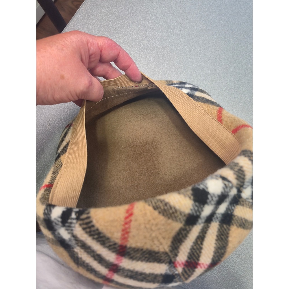 Nova Check Flat Cap 100% Wool Made in Italy Beige Plaid Driver Hat L - Picture 9 of 10